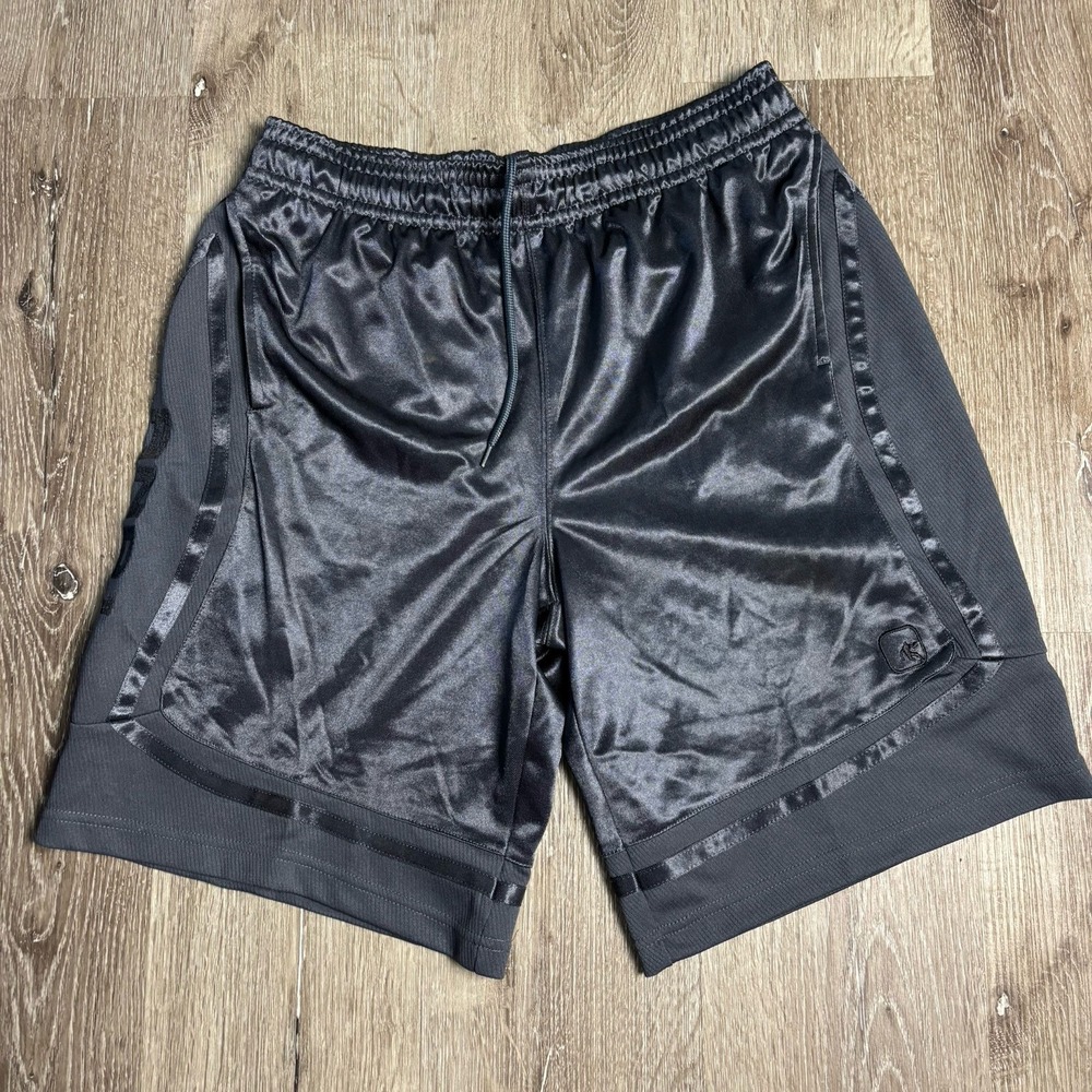 AND1 Mens M Black Basketball Shorts Satin Athletic Gym Dazzle ANM201SH00